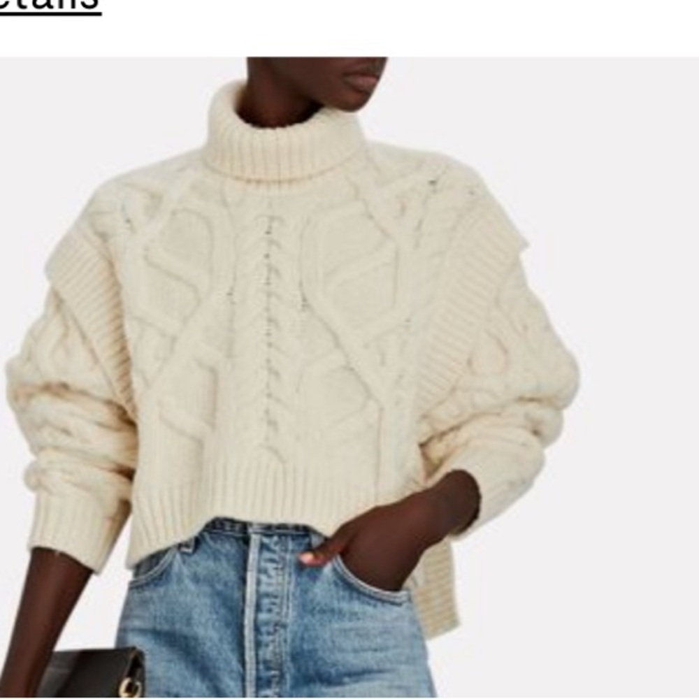 INTERMIX Ivory Cable Knit Turtleneck Sweater - Picture 3 of 5